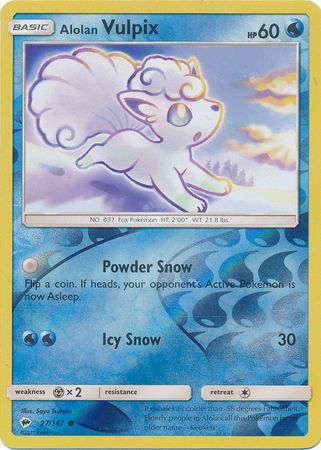 Alolan Vulpix 27/147 Common Reverse Holo Foil - Pokemon Card - SM - Burning Shadows