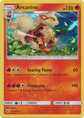 Arcanine 22/149 Holo Rare - Pokemon Card - Base Set SM