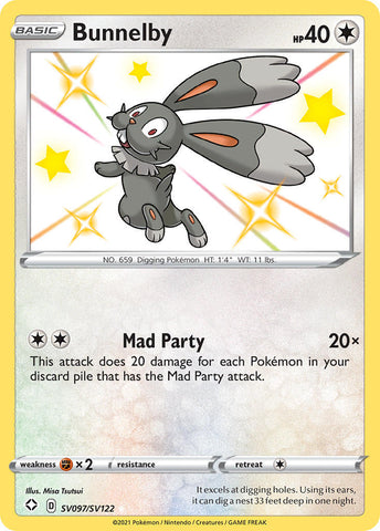 Bunnelby SV097/SV122 Shiny Holo Rare - Pokemon Card - SWSH - Shining Fates