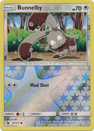 Bunnelby 87/111 Common Reverse Holo Foil - Pokemon Card - SM - Crimson Invasion