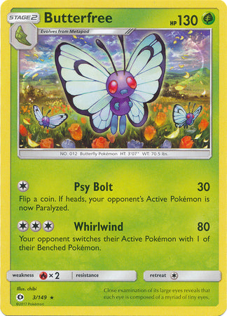 Butterfree 3/149 Rare - Pokemon Card - Base Set SM