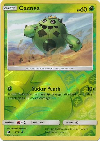 Cacnea 5/111 Common Reverse Holo Foil - Pokemon Card - SM - Crimson Invasion