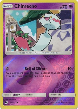 Chimecho 43/111 Common Reverse Holo Foil - Pokemon Card - SM - Crimson Invasion