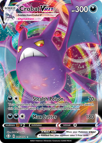 Pokemon Card Crobat VMAX 045/072 Full Art Ultra Rare Shining Fates SWSH