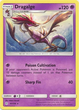 Dragalge 92/236 Rare - Pokemon Card - SM - Cosmic Eclipse