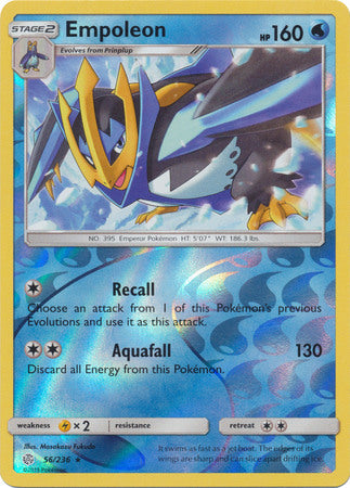 Empoleon 56/236 Rare Reverse Holo Foil - Pokemon Card - SM - Cosmic Eclipse