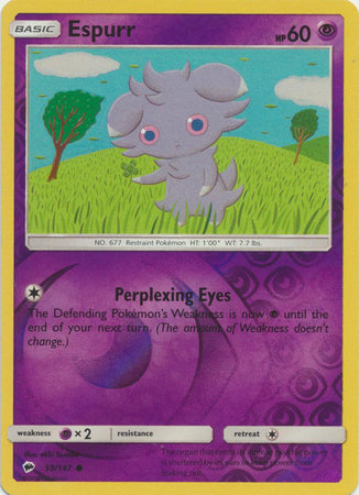 Espurr 59/147 Common Reverse Holo Foil - Pokemon Card - SM - Burning Shadows