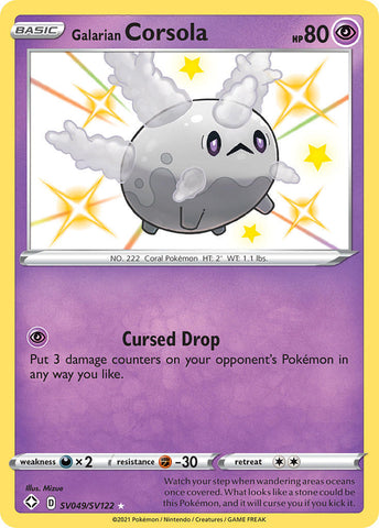 Pokemon Card Galarian Corsola SV049/SV122 Shiny Holo Rare Shining Fates SWSH