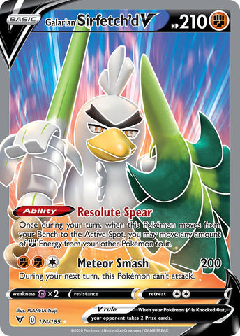 Galarian Sirfetch'd V 174/185 Full Art Ultra Rare - Pokemon Card - SWSH - Vivid Voltage