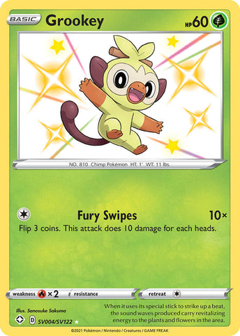 Pokemon Card Grookey SV004/SV122 Shiny Holo Rare Shining Fates SWSH