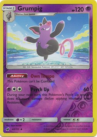 Grumpig 42/111 Uncommon Reverse Holo Foil - Pokemon Card - SM - Crimson Invasion