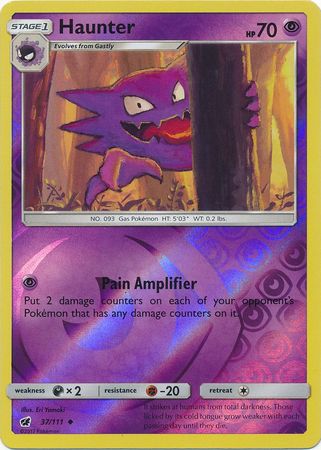 Haunter 37/111 Uncommon Reverse Holo Foil - Pokemon Card - SM - Crimson Invasion