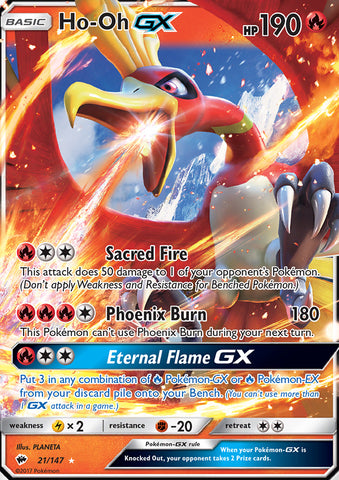 Ho-Oh GX 21/147 Ultra Rare - Pokemon Card - SM - Burning Shadows