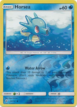 Horsea 29/147 Common Reverse Holo Foil - Pokemon Card - SM - Burning Shadows