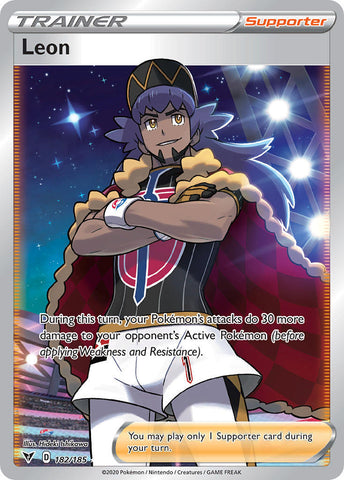 Leon 182/185 Trainer Full Art Ultra Rare - Pokemon Card - SWSH - Vivid Voltage