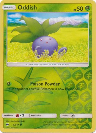 Oddish 4/147 Common Reverse Holo Foil - Pokemon Card - SM - Burning Shadows