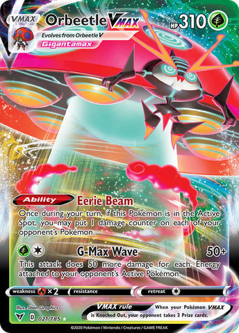 Orbeetle VMAX 021/185 Full Art Ultra Rare - Pokemon Card - SWSH - Vivid Voltage