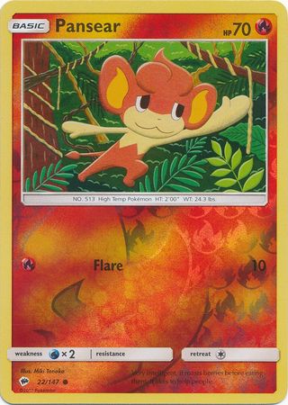 Pansear 22/147 Common Reverse Holo Foil - Pokemon Card - SM - Burning Shadows