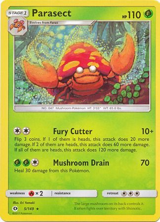 Parasect 5/149 Rare - Pokemon Card - Base Set SM