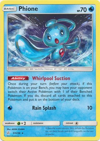 Phione 57/236 Rare - Pokemon Card - SM - Cosmic Eclipse