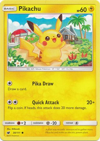 Pikachu 30/111 Common - Pokemon Card - SM - Crimson Invasion