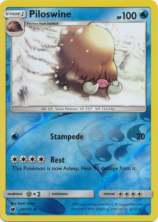 Piloswine 20/111 Uncommon Reverse Holo Foil - Pokemon Card - SM - Crimson Invasion