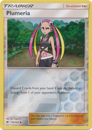 Plumeria 120/147 Uncommon Reverse Holo Foil - Pokemon Card - SM - Burning Shadows