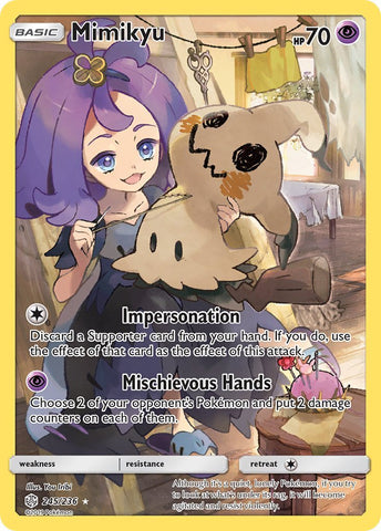 Pokemon Card Mimikyu 245/236 Holo Secret Rare Cosmic Eclipse SM 