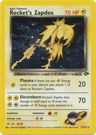 Pokemon Card Rocket's Zapdos 15/132 Celebrations 25th Anniversary Gym Challenge