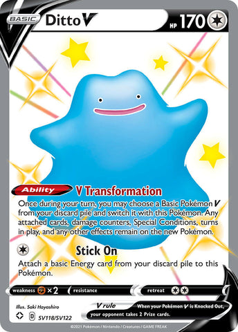 Pokemon Card Shiny Ditto V SV118/SV122 Ultra Rare Shining Fates SWSH