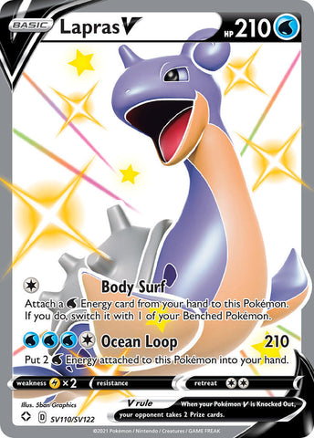 Pokemon Card Shiny Lapras V SV110/SV122 Full Art Ultra Rare Shining Fates SWSH