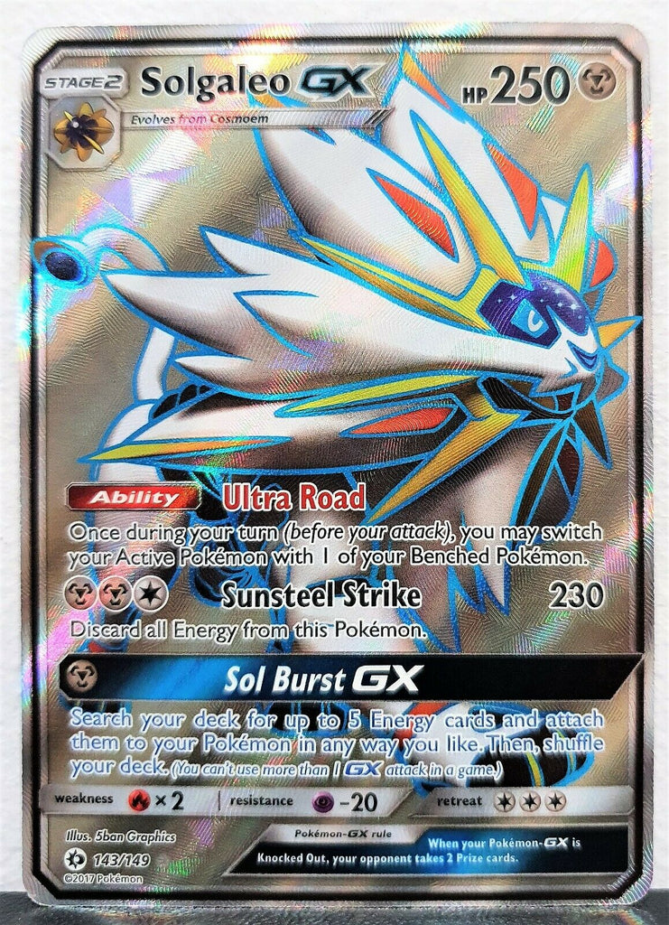 Pokemon Sun & Moon Solgaleo GX 143/149 Full Art Ultra Rare New NM