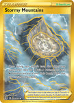 Pokemon Card Stormy Mountains 232/203 Gold Secret Rare Evolving Skies SWSH 