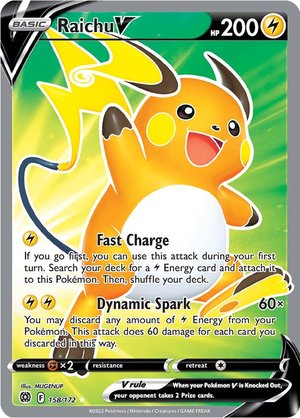 Pokemon Card Raichu V 158/172 Full Art Ultra Rare Brilliant Stars SWSH