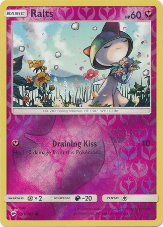 Ralts 91/147 Common Reverse Holo Foil - Pokemon Card - SM - Burning Shadows