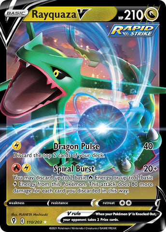 Pokemon Card Rayquaza V 110/203 Holo Ultra Rare Evolving Skies SWSH