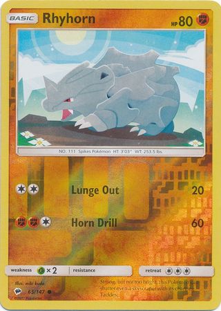 Rhyhorn 65/147 Common Reverse Holo Foil - Pokemon Card - SM - Burning Shadows