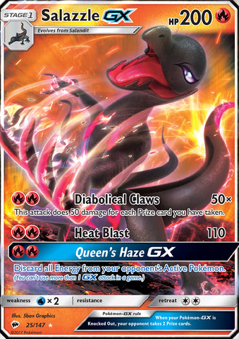 Salazzle GX 25/147 Ultra Rare - Pokemon Card - SM - Burning Shadows