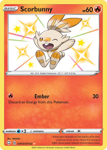 Pokemon Card Scorbunny SV015/SV122 Shiny Holo Rare Shining Fates SWSH