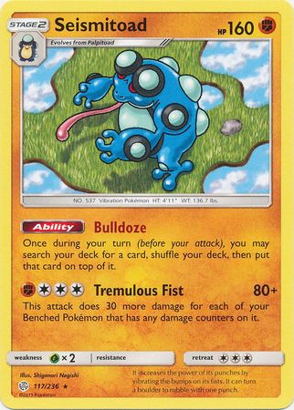 Seismitoad 117/236 Rare - Pokemon Card - SM - Cosmic Eclipse