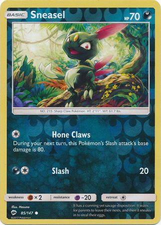 Sneasel 85/147 Common Reverse Holo Foil - Pokemon Card - SM - Burning Shadows