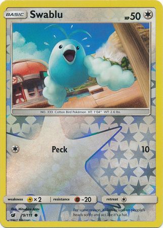 Swablu 79/111 Common Reverse Holo Foil - Pokemon Card - SM - Crimson Invasion