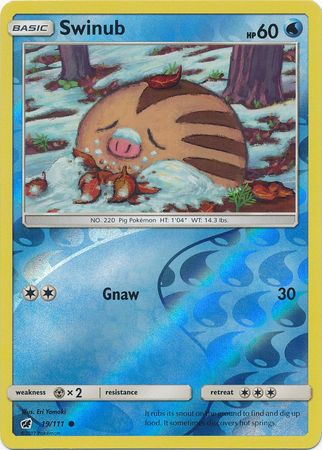 Swinub 19/111 Common Reverse Holo Foil - Pokemon Card - SM - Crimson Invasion