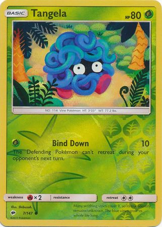 Tangela 7/147 Common Reverse Holo Foil - Pokemon Card - SM - Burning Shadows