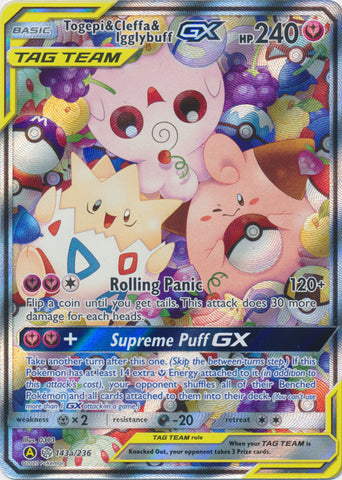 Pokemon Card Togepi & Cleffa Igglybuff GX 143a/236 Cosmic Eclipse SM