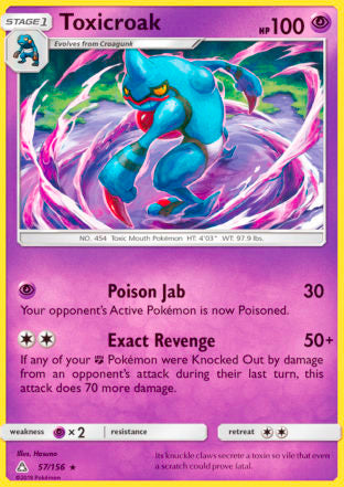 Toxicroak 57/156 Rare - Pokemon Card - SM - Ultra Prism