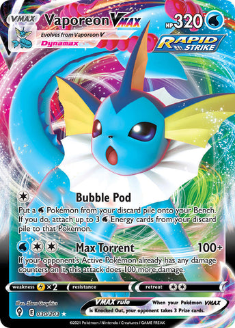 Pokemon Card Vaporeon VMAX 030/203 Full Art Ultra Rare Evolving Skies SWSH