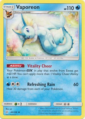 Vaporeon 42/236 Uncommon - Pokemon Card - SM - Cosmic Eclipse