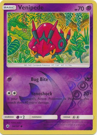 Venipede 56/147 Common Reverse Holo Foil - Pokemon Card - SM - Burning Shadows