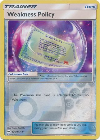 Weakness Policy 126/147 Uncommon Reverse Holo Foil - Pokemon Card - SM - Burning Shadows